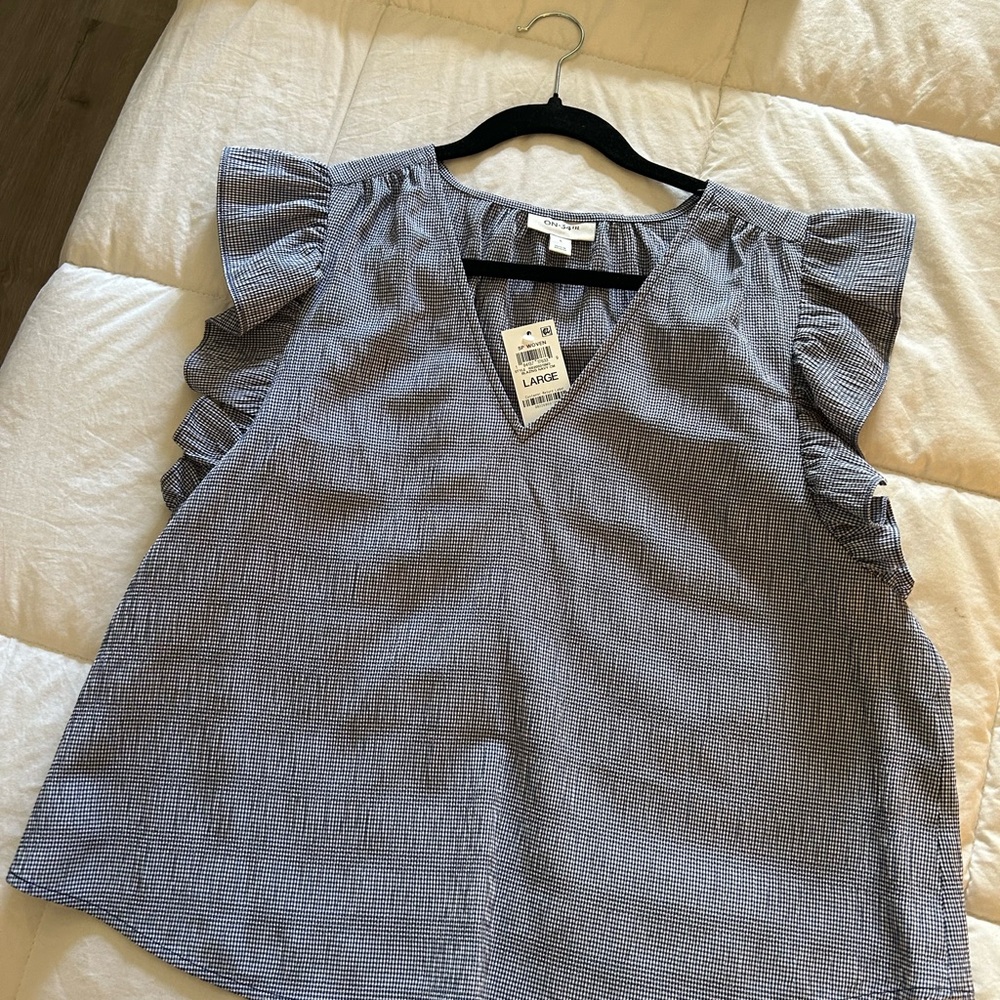 Chic Ruffle Sleeve Blouse - Gray